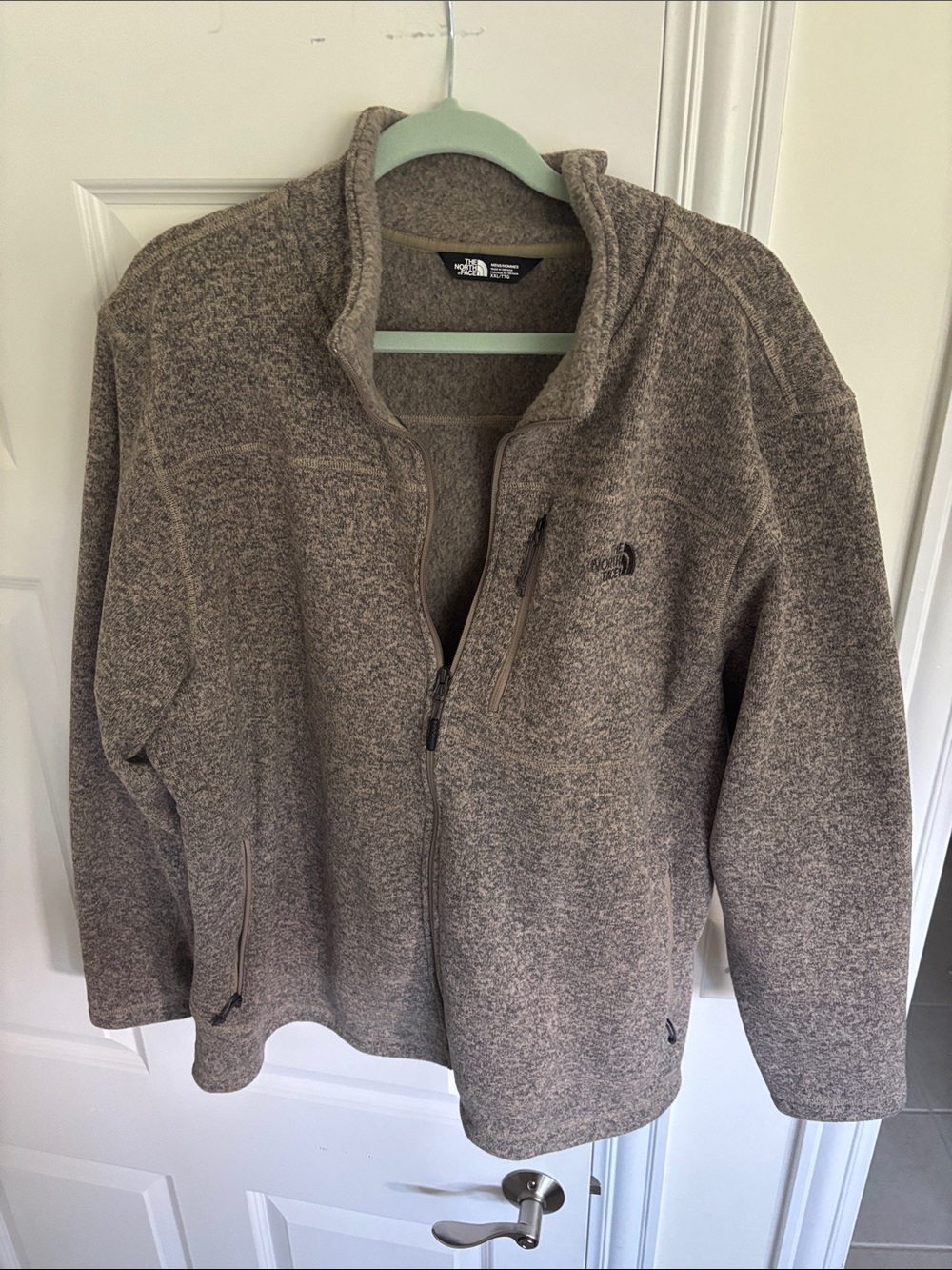 The North Face Men's Heather Taupe Full-Zip Fleece Jacket